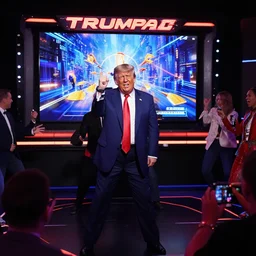 donald trump playing dance dance revolution