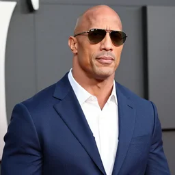 ultra credible rock dwayne johnson in a dapper suit and fine Ray-Ban Clubmaster glasses, rock as a sophisticated public intellectual gives a speech, DSLR photo