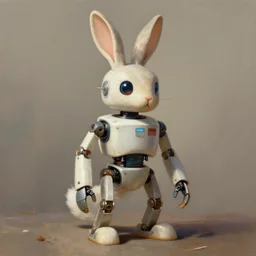 rabbit robot in the style of neoclassicism, digital art painting