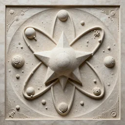 a star inside atom and colony formed around it, art station, carved on carved, concept art