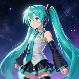 epic professional digital art of Hatsune Miku, character profile art, trending on artstation, cgsociety, wlop, cosmic, epic, stunning, gorgeous