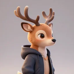 cute 3d render of an anthro furry deer character in 3/4 view wearing a smoking jacket, profile picture trending on ArtStation