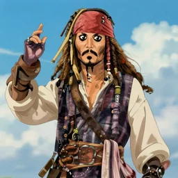 Jack Sparrow as an anime character from Studio Ghibli. Beautiful. 4K.