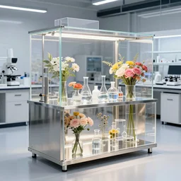 flower shop by science labotory made of stainless steel and translucent acrylic, labotory equipment