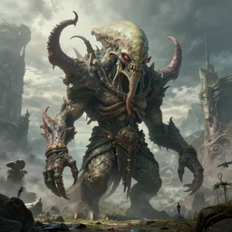 highly detailed portrait photo of a huge mûmakil cthulhu yogg-saron, in a scenic dystopian environment, hyperrealistic Illustration