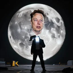 elon musk destroying the moon, art station, 4 k
