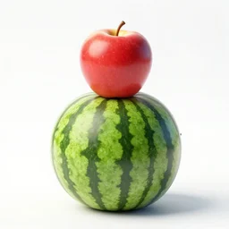 an apple sitting on top of a watermelon, 4k, highly detailed,