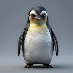 concept art, animatronic of an Anthropomorphic penguin, creepy