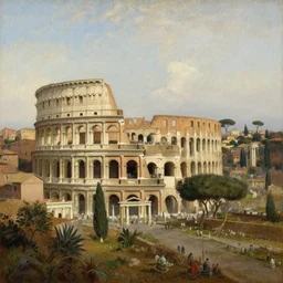 a view of ancient rome, oil painting, ancient roman city, detailed oil painting landscape