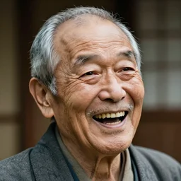 extremely old japanese man laughing, extreme detail photorealistic - n 9