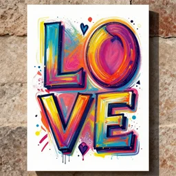 colorful love caligraphic poster street art style by el seed, yazan halwani,