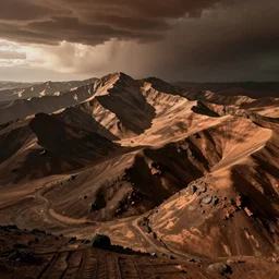 Dramatic photograph of mountains range on Mars