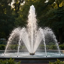 shot fountain in a three in the middle of the forest, very detailed, winning award photo, canon photo, professional photo, golden hour