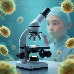 Bacteria under the microscope with a human face