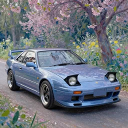 90s Japanese sports car in style of Monet,