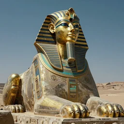 an scene of a beautiful intricate epic futuristic hyper detailed cyber sphynx of egypt, cinematic lighting, master shot