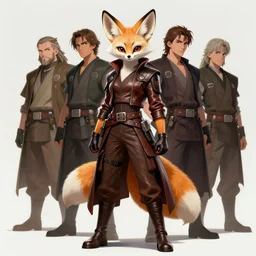 beautiful portrait of a female anthropomorphic furry fennec fox fursona wearing jedi robes. leather jacket. leather gloves. leather boots. leather belt. cargo pants. character art by stanley artgerm lau, wlop, rossdraws, james jean, andrei riabovitchev, marc simonetti, and sakimichan, trending on artstation