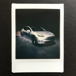 1 9 5 0 s polaroid photo of a tesla in space