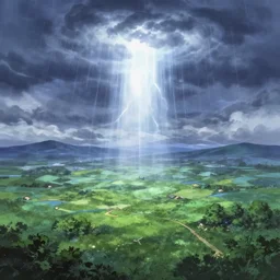 fantasy magical anime landscape with magical weather