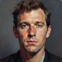 painterly portrait, Hank Williams Sr, impasto, fantasy, chuck close:7, carl spitzweg:7, cinematic light, full face, symmetrical face