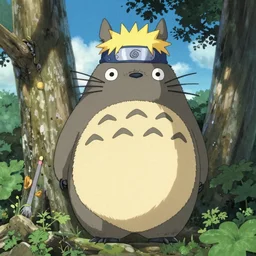 Naruto meet Totoro in the wood, anime key visual, by studio ghibli