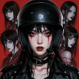 portrait of beautiful undead girl wearing black helmet | | fine detail!! anime!! realistic shaded lighting!! poster by ilya kuvshinov katsuhiro otomo ghost - in - the - shell, magali villeneuve, artgerm, jeremy lipkin and michael garmash and rob re