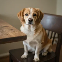 dog sitting at the table