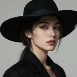 portrait of woman in a black hat by greg rutkowski, digital art, trending on artstation, hd, 8 k, highly detailed, good lighting, beautiful, epic, masterpiece