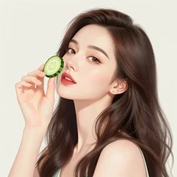 a portrait of an incredibly beautiful, colorful, graceful, elegant, and sophisticated young woman made of cucumbers looking up, an ultrafine detailed illustration by james jean, intricate linework, bright colors, final fantasy, behance contest winner, vanitas, angular, altermodern, unreal engine 5 highly rendered, global illumination, radiant light, detailed and intricate environment