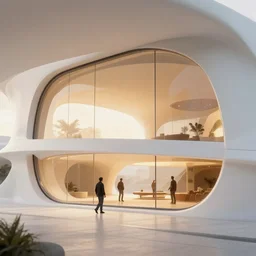 hades, by tim blandin and arthur haas and bruce pennington and john schoenherr, big windows architecture by zaha hadid, octane render, warm colour scheme, white, cinematic, scenery, cgsociety, modernism, futuristic, trending on artstation, sci - fi, high detail, high quality, close up angle
