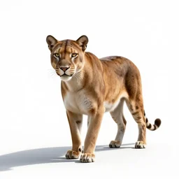 elderly cougar, clean 3d render, full body, isolated on a pure white background, centered, entire subject in frame, sharp focus, soft studio lighting