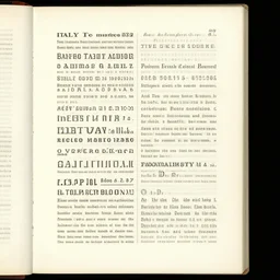 a page from a type foundry catalogue. italy 1 9 2 1