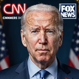 joe biden suspiciously looking into the camera, portrait, magazine photograph, cnn, fox news, looking confused