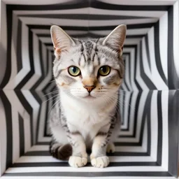 photo of an impossible cat, optical illusion, studio photo