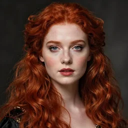 an extremely beautiful queen, detailed face, redhead, by greg rutkowski, mandy jurgens