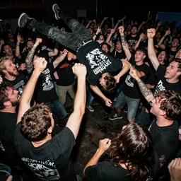 mosh pit, stage dive, hardcore metal music, slam dance, moshing, circle pit, punk rock, high detail,
