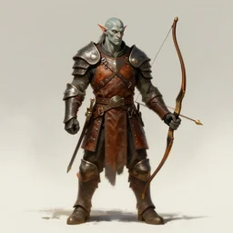 dnd dragonborn with leather armor and a bow, fantasy art