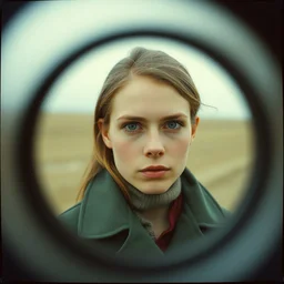 kodak portra 4 0 0, wetplate, muted colours, trough the viewfinder, 1 9 3 0 s style, award winning portrait of space age colour print design on canvas in the style of britt marling