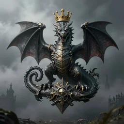 heraldic coat arms with ( ( ( a dragon ) ) ), gloomy and foggy atmosphere, octane render, rembrandt, cgsociety, artstation trending, horror scene, highly detailded