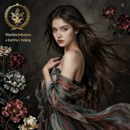 portrait of a young pretty woman in flowing dress, arrogant, mysterious, long fine flowing hair, delicate, looking at camera, realistic face, intricate, stylish, elegant, grimdark, flowers, extremely detailed photograph by Martine Johanna and Ernst Haeckel and Greg Rutkowski