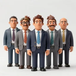 A little group of cavemen wearing business clothes