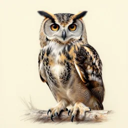 photorealistic drawing of a long owl