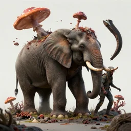 zombie fungus elephant, last of us, juggernaut, mushroom, coral, ultra detailed, 8 k, trending on artstation, award - winning art,