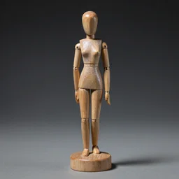 female statue made of wood, studio light, dark background, glittery, 3 5 mm photography