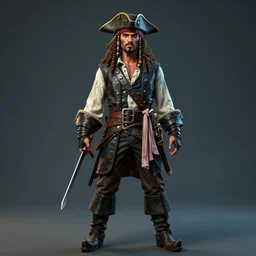 full - body image of a pirate, stylized, artgerm, artstation, hd, cgsociety, cgi, realistic, dramatic, cinematic, artistic, trending, detailed