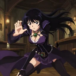 anime frames, anime visual, portrait of a fantasy female warlock inside a medieval tavern interior interrogating, cute face by ilya kuvshinov, psycho pass, kyoani, dynamic pose, dynamic perspective, strong silhouette, anime cels, rounded eyes, yoshinari yoh