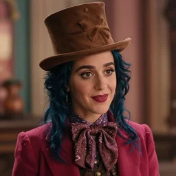 a film still closeup of candy katy perry in willy wonka and the chocolate factory
