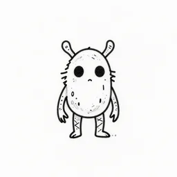 linear minimalistic trash tattoo artwork of a bizarre creature