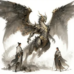 detailed concept art of a huge angel - winged dragon by cheng yi and luolin, artstation, artstationhd