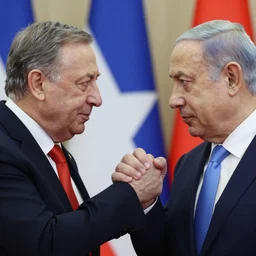 benjamin netanyahu punching recep tayyip erdogan, hd, both faces visible, focus on benjamin